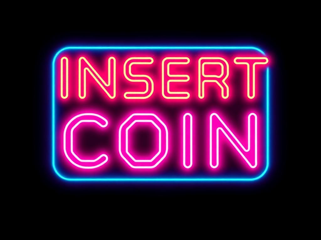 Insert coin neon arcade sign